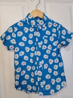 Crewcuts By J. Crew Blue Floral Button-Front Shirt, Boys 4/5
